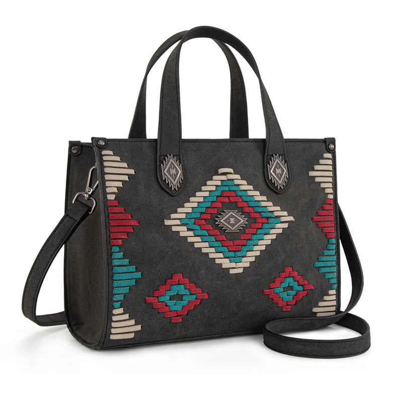 Load image into Gallery viewer, MW1332-8322BK - Montana West Aztec Collection Tote/Crossbody
