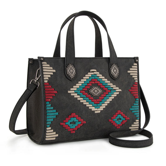 MW1332-8322BK - Montana West Aztec Collection Tote/Crossbody