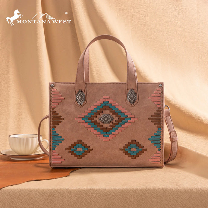MW1332-8322DPK -  Montana West Aztec Collection Tote/Crossbody