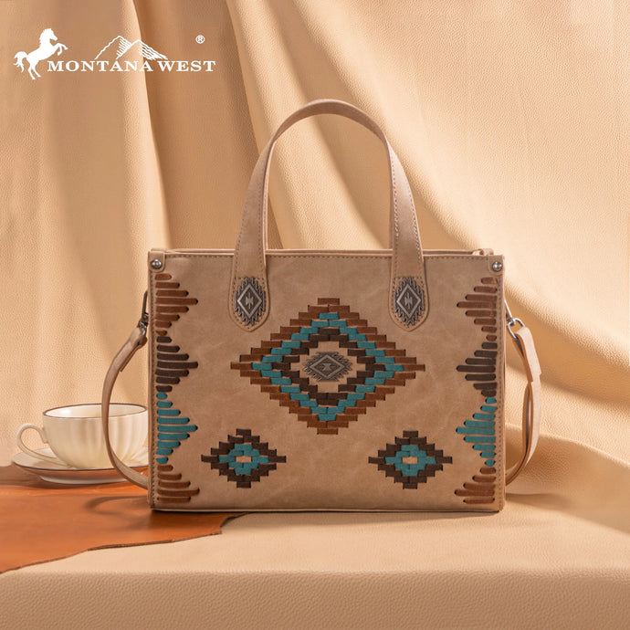 MW1332-8322TN - Montana West Aztec Collection Tote/Crossbody