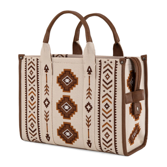 MW1333-8113BG - Montana West Aztec Retro Arrows Dual Sided Print Large Tote/Crossbody
