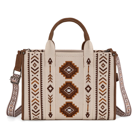 MW1333-8113BG - Montana West Aztec Retro Arrows Dual Sided Print Large Tote/Crossbody