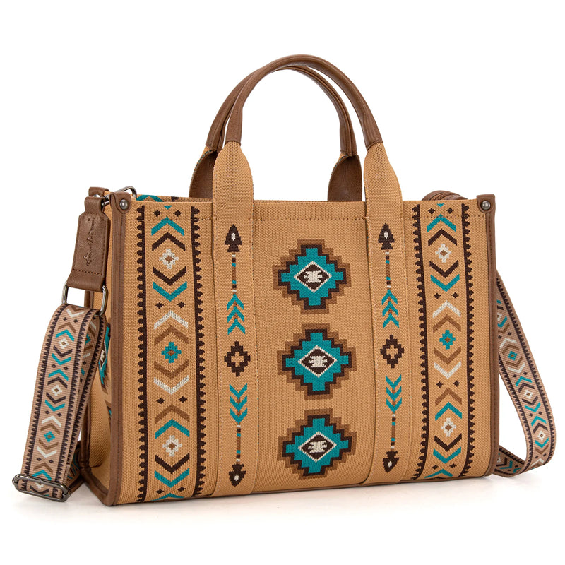 Load image into Gallery viewer, MW1333-8113BR - Montana West Aztec Retro Arrows Dual Sided Print Large Tote/Crossbody
