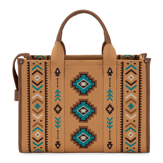 MW1333-8113BR - Montana West Aztec Retro Arrows Dual Sided Print Large Tote/Crossbody