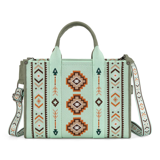 MW1333-8113GN - Montana West Aztec Retro Arrows Dual Sided Print Large Tote/Crossbody