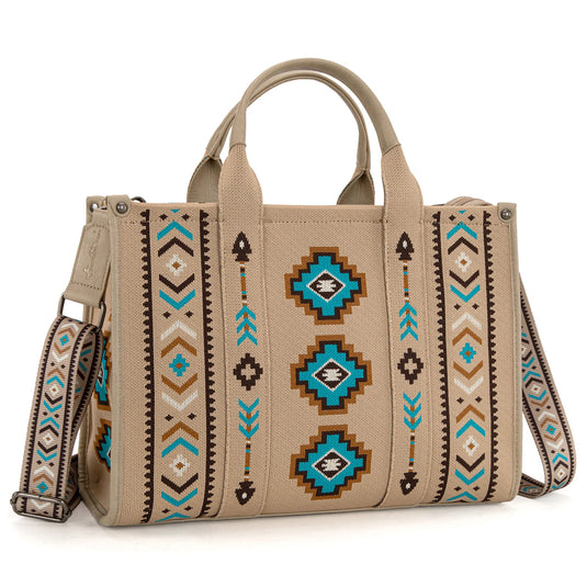 MW1333-8113TN - Montana West Aztec Retro Arrows Dual Sided Print Large Tote/Crossbody