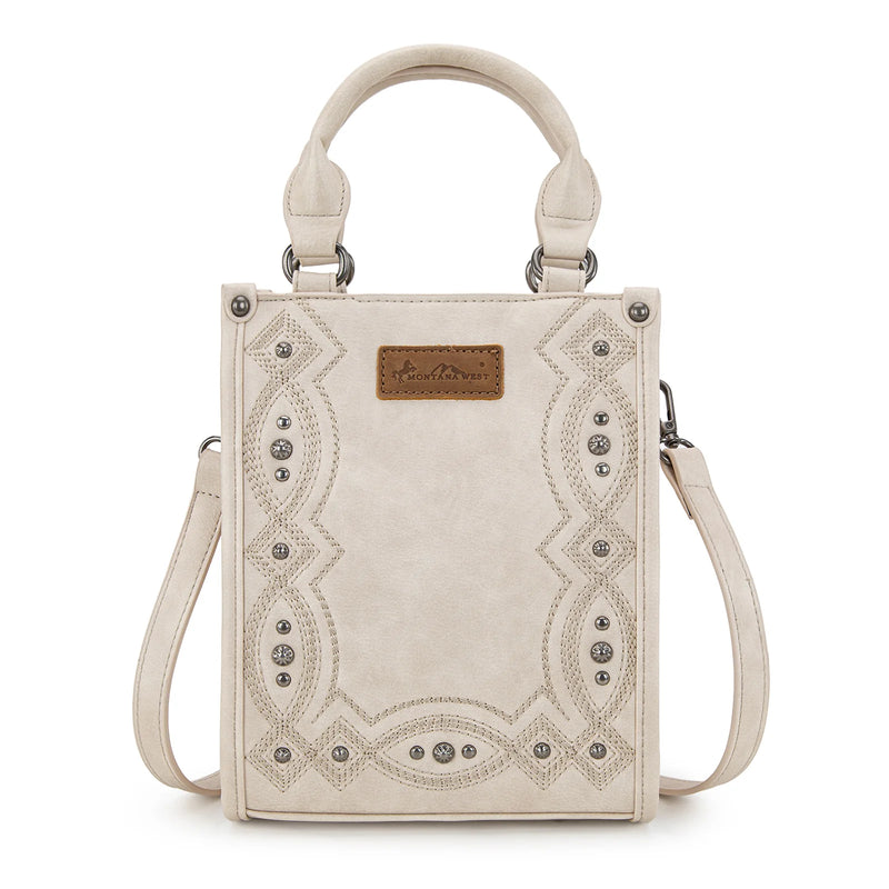 Load image into Gallery viewer, MW1334-1831BG - Montana West Embroidered Aztec Small Tote/Crossbody - Beige
