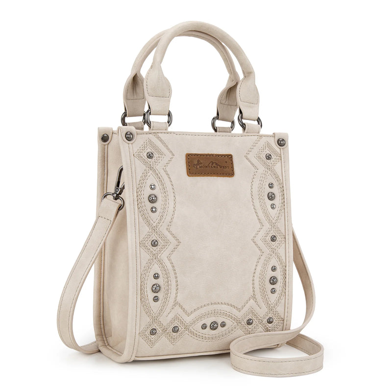 Load image into Gallery viewer, MW1334-1831BG - Montana West Embroidered Aztec Small Tote/Crossbody - Beige
