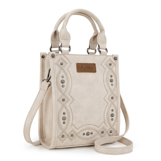 MW1334-1831BG - Montana West Embroidered Aztec Small Tote/Crossbody - Beige