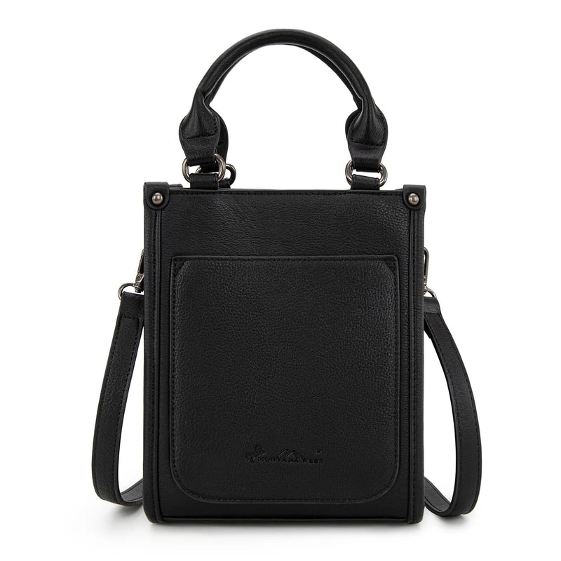 Load image into Gallery viewer, MW1334-1831BK - Montana West Embroidered Aztec Small Tote/Crossbody - Black
