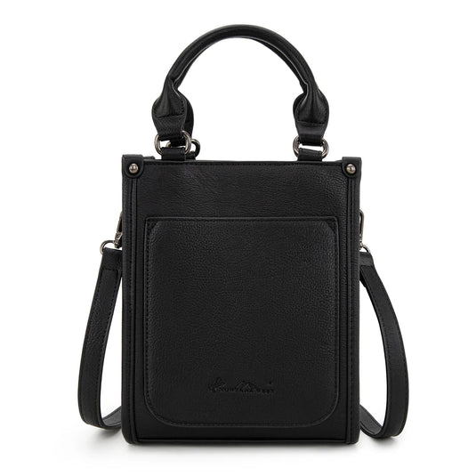 MW1334-1831BK - Montana West Embroidered Aztec Small Tote/Crossbody - Black