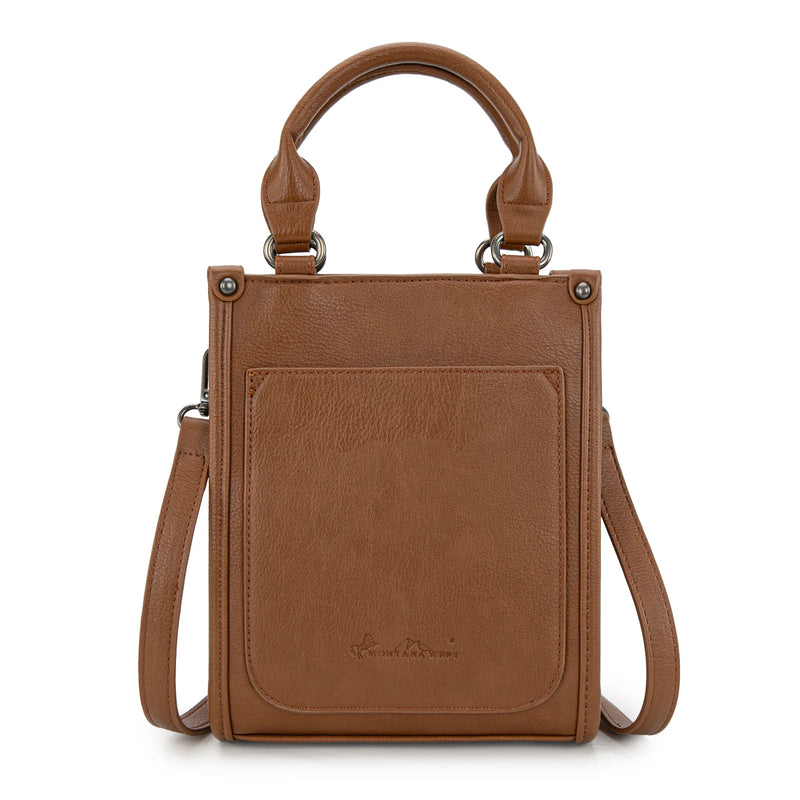 Load image into Gallery viewer, MW1334-1831BR - Montana West Embroidered Aztec Small Tote/Crossbody - Brown
