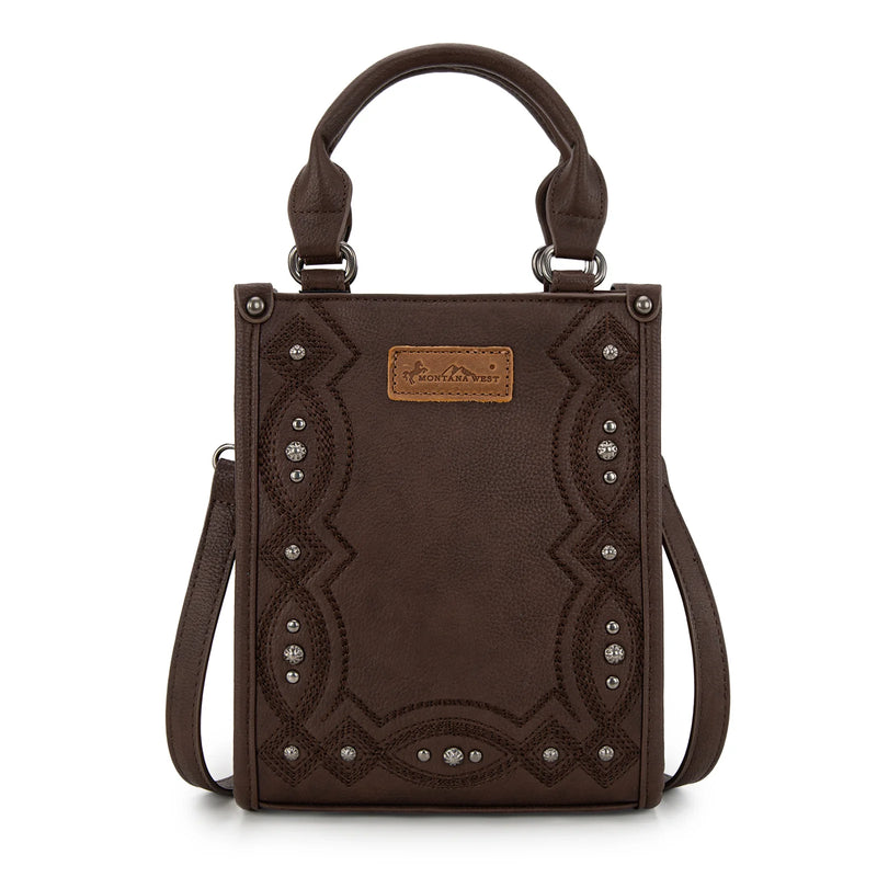 Load image into Gallery viewer, MW1334-1831CF - Montana West Embroidered Aztec Small Tote/Crossbody - Coffee

