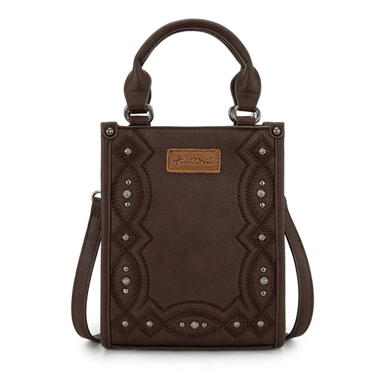 MW1334-1831CF - Montana West Embroidered Aztec Small Tote/Crossbody - Coffee