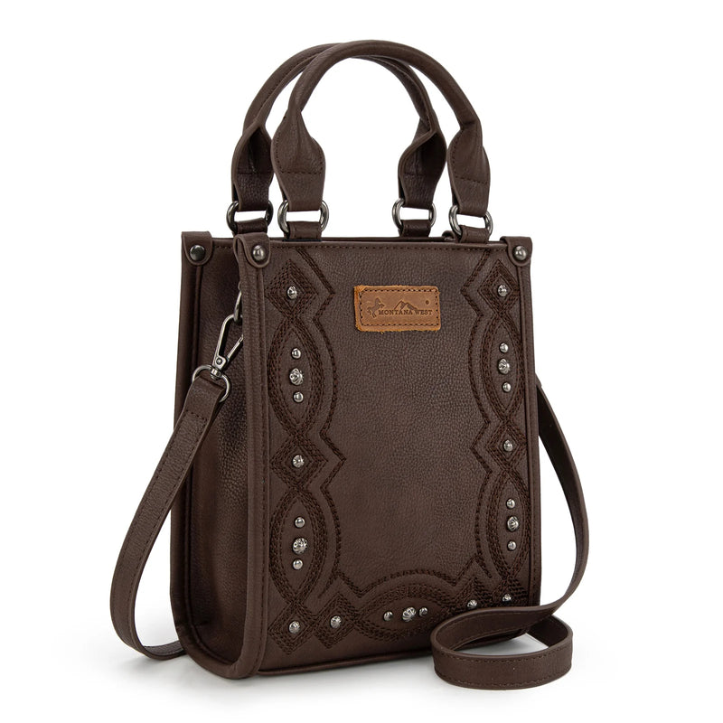 Load image into Gallery viewer, MW1334-1831CF - Montana West Embroidered Aztec Small Tote/Crossbody - Coffee
