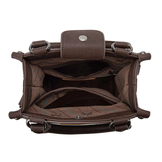 MW1334-1831CF - Montana West Embroidered Aztec Small Tote/Crossbody - Coffee