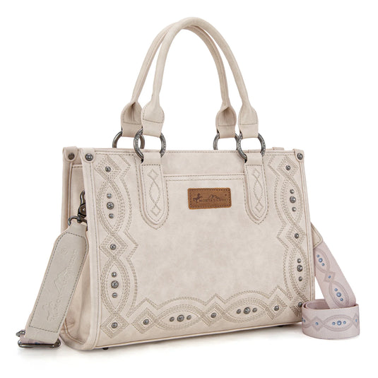 MW1334G-8250BG - Montana West Embroidered Concealed Carry Collection Tote - Beige