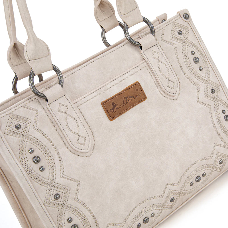 Load image into Gallery viewer, MW1334G-8250BG - Montana West Embroidered Concealed Carry Collection Tote - Beige
