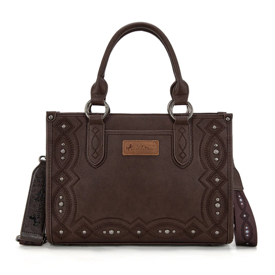 MW1334G-8250CF - Montana West Embroidered Concealed Carry Collection Tote - Coffee