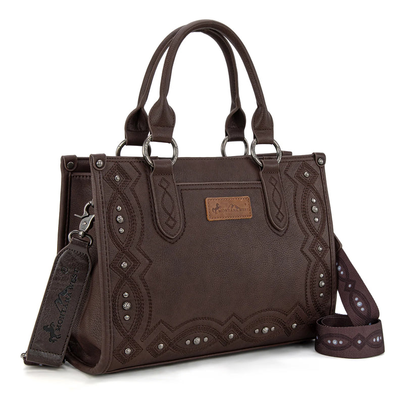 Load image into Gallery viewer, MW1334G-8250CF - Montana West Embroidered Concealed Carry Collection Tote - Coffee
