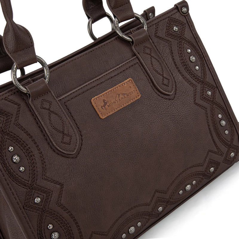 Load image into Gallery viewer, MW1334G-8250CF - Montana West Embroidered Concealed Carry Collection Tote - Coffee
