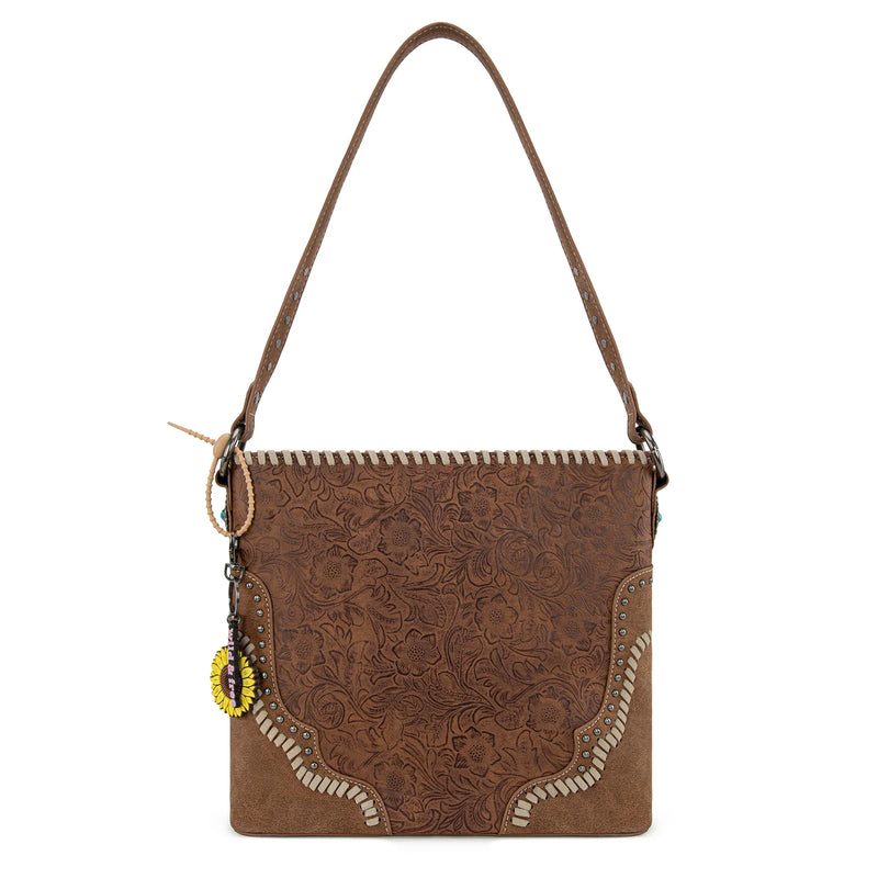Load image into Gallery viewer, MW1335G-918BR - Montana West Embossed Collection Hobo Shoulder Bag - Brown
