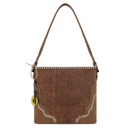 MW1335G-918BR - Montana West Embossed Collection Hobo Shoulder Bag - Brown