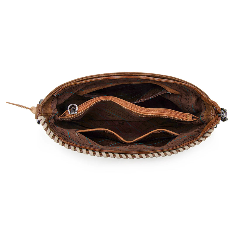 Load image into Gallery viewer, MW1335G-918BR - Montana West Embossed Collection Hobo Shoulder Bag - Brown
