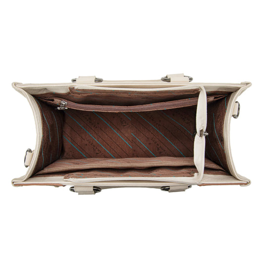 MW1339-2002BG- Montana West Tooled Concho Concealed Carry Tote/Crossbody -Beige