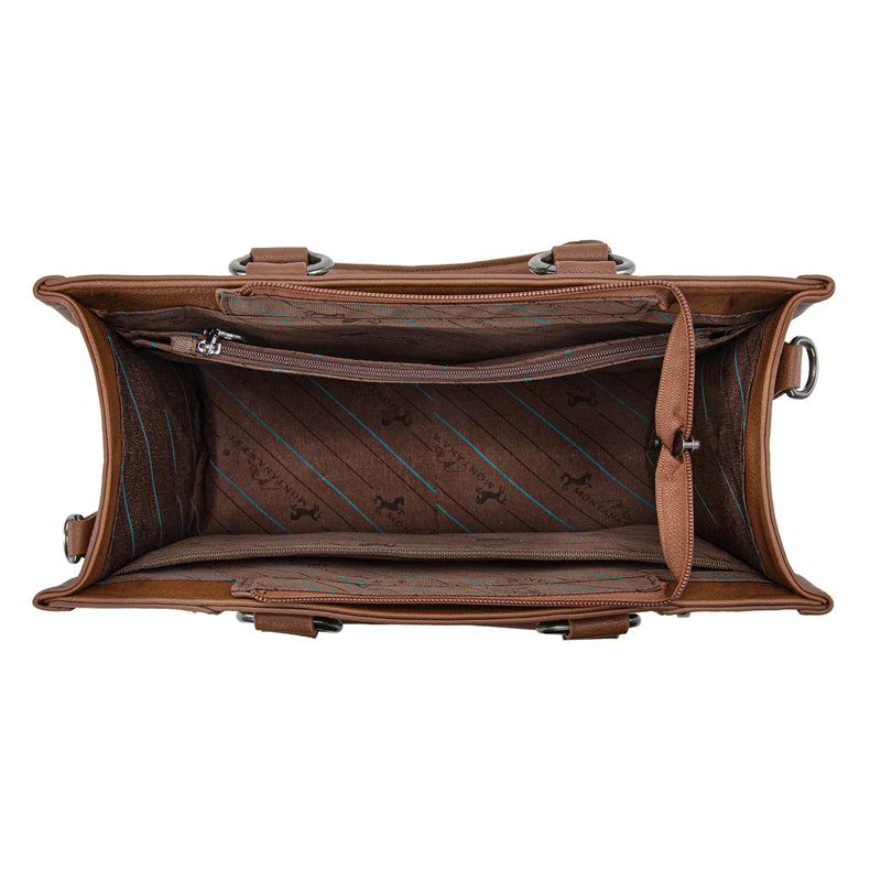 Load image into Gallery viewer, MW1339-2002BR- Montana West Tooled Concho Concealed Carry Tote/Crossbody -Brown
