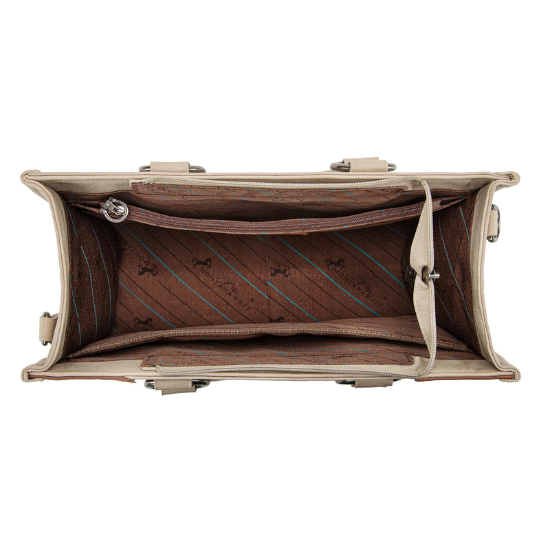 Load image into Gallery viewer, MW1339-2002TN- Montana West Tooled Concho Concealed Carry Tote/Crossbody -Tan
