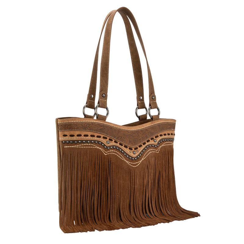 Load image into Gallery viewer, MW1340G-8317BR - Montana West Fringe Collection Concealed Carry Tote - Brown
