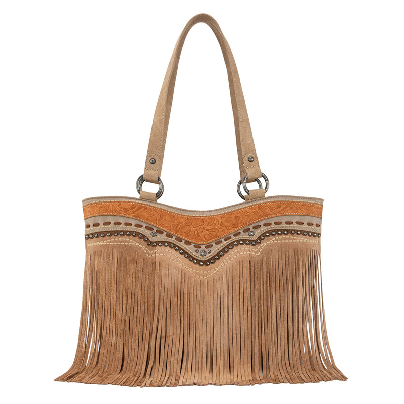 Load image into Gallery viewer, MW1340G-8317TN - Montana West Fringe Collection Concealed Carry Tote - Tan
