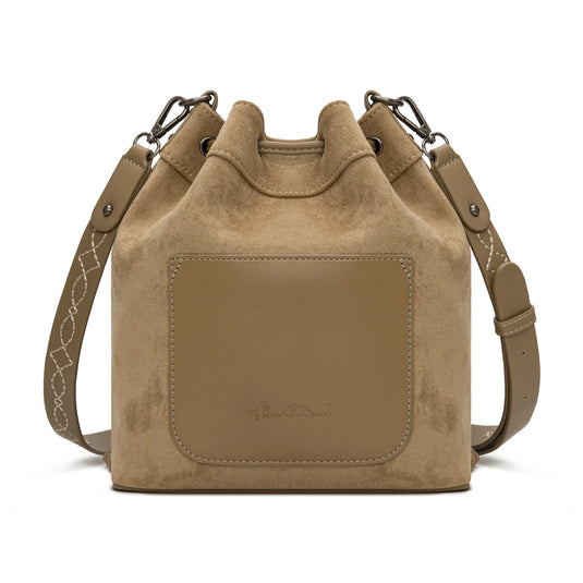 MW1341-8311KH - Montana West Boot Stitch Fringe Drawstring Crossbody Bag - Khaki