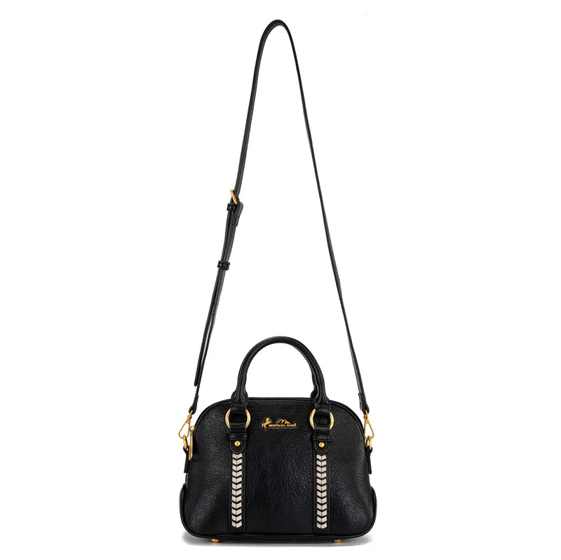 Load image into Gallery viewer, MW1341-8360BK - Montana West Whipstitch Dome Satchel Bag - Black
