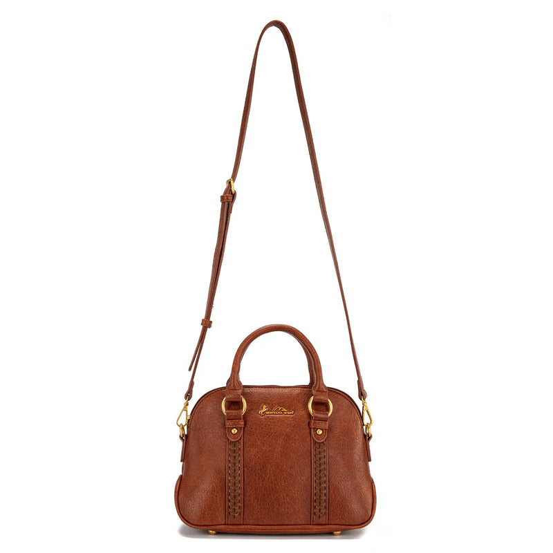 Load image into Gallery viewer, MW1341-8360BR - Montana West Whipstitch Dome Satchel Bag - Brown
