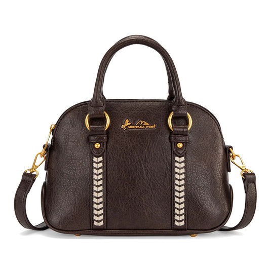 MW1341-8360CF - Montana West Whipstitch Dome Satchel Bag - Coffee