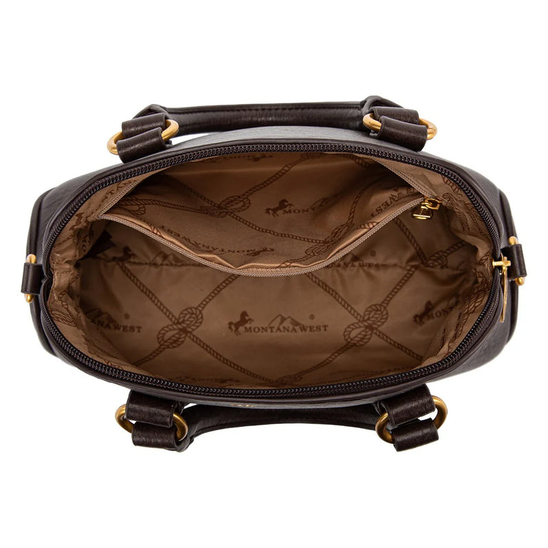 Load image into Gallery viewer, MW1341-8360CF - Montana West Whipstitch Dome Satchel Bag - Coffee

