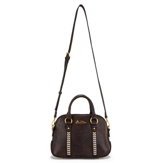MW1341-8360CF - Montana West Whipstitch Dome Satchel Bag - Coffee