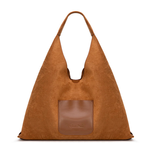 MW1341-9182BR - Montana West Boot Stitch Fringe Large Hobo Bag - Brown