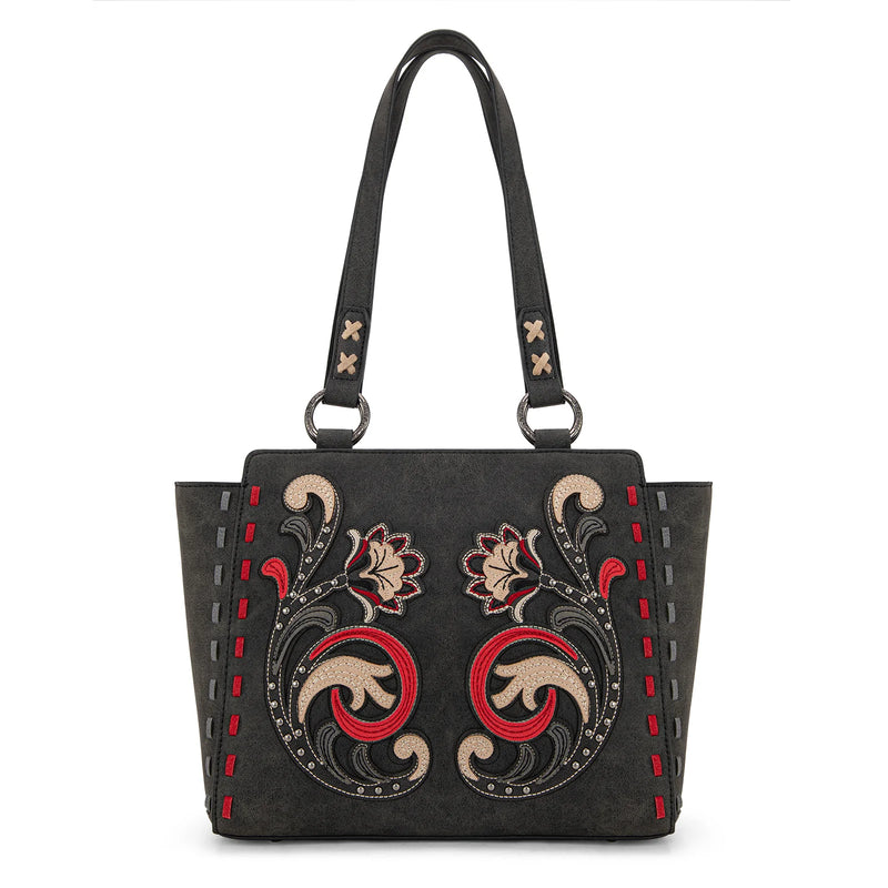 Load image into Gallery viewer, MW1348-8250BK - Montana West Embroidered Tote Bag - Black
