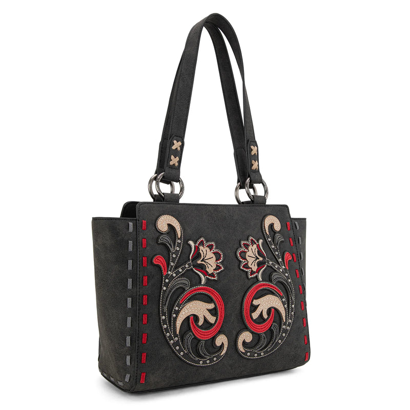 Load image into Gallery viewer, MW1348-8250BK - Montana West Embroidered Tote Bag - Black
