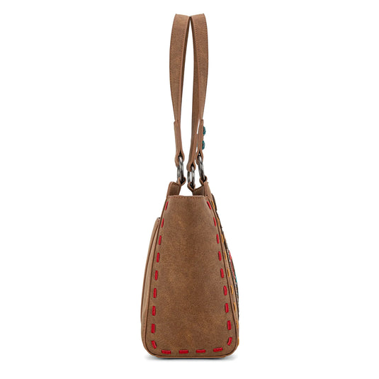 MW1348-8250BR - Montana West Embroidered Tote Bag - Brown