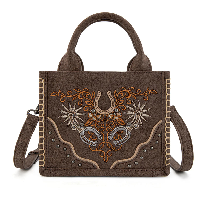 Load image into Gallery viewer, MW1352-8121CF - Montana West Western Embroidered Mini Tote Crossbody - Coffee

