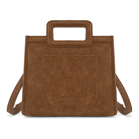 MW1352-8122BR - Montana West Western Embroidered Top Handle Tote Crossbody - Brown