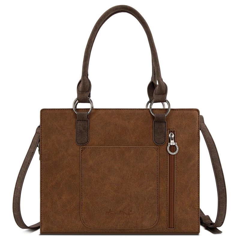 Load image into Gallery viewer, MW1354G-8355BR - Montana West Tooled Aztec Concealed Carry Tote/Crossbody - Brown
