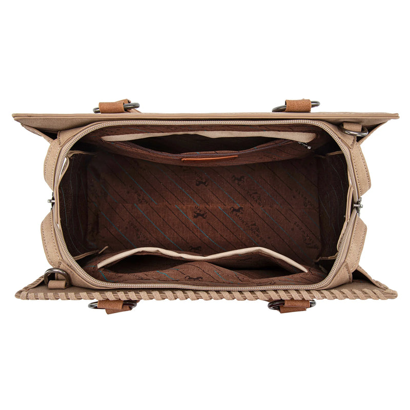 Load image into Gallery viewer, MW1354G-8355TN - Montana West Tooled Aztec Concealed Carry Tote/Crossbody - Tan
