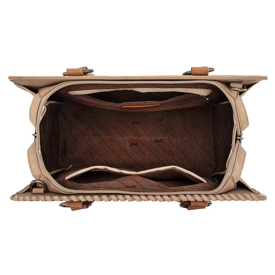 MW1354G-8355TN - Montana West Tooled Aztec Concealed Carry Tote/Crossbody - Tan