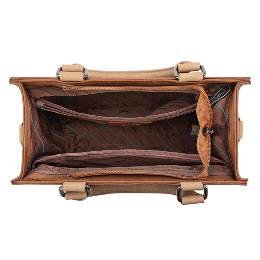 MW1356-8322BR - Montana West Brown Western Tooled Aztec Tote/ Crossbody