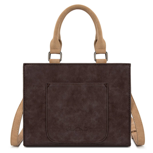 MW1356-8322CF - Montana West Coffee Western Tooled Aztec Tote/ Crossbody